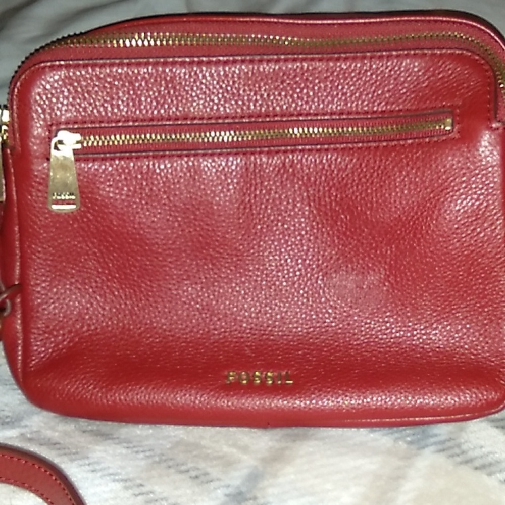 Fossil Toaster Leather Red Crossbody Bag